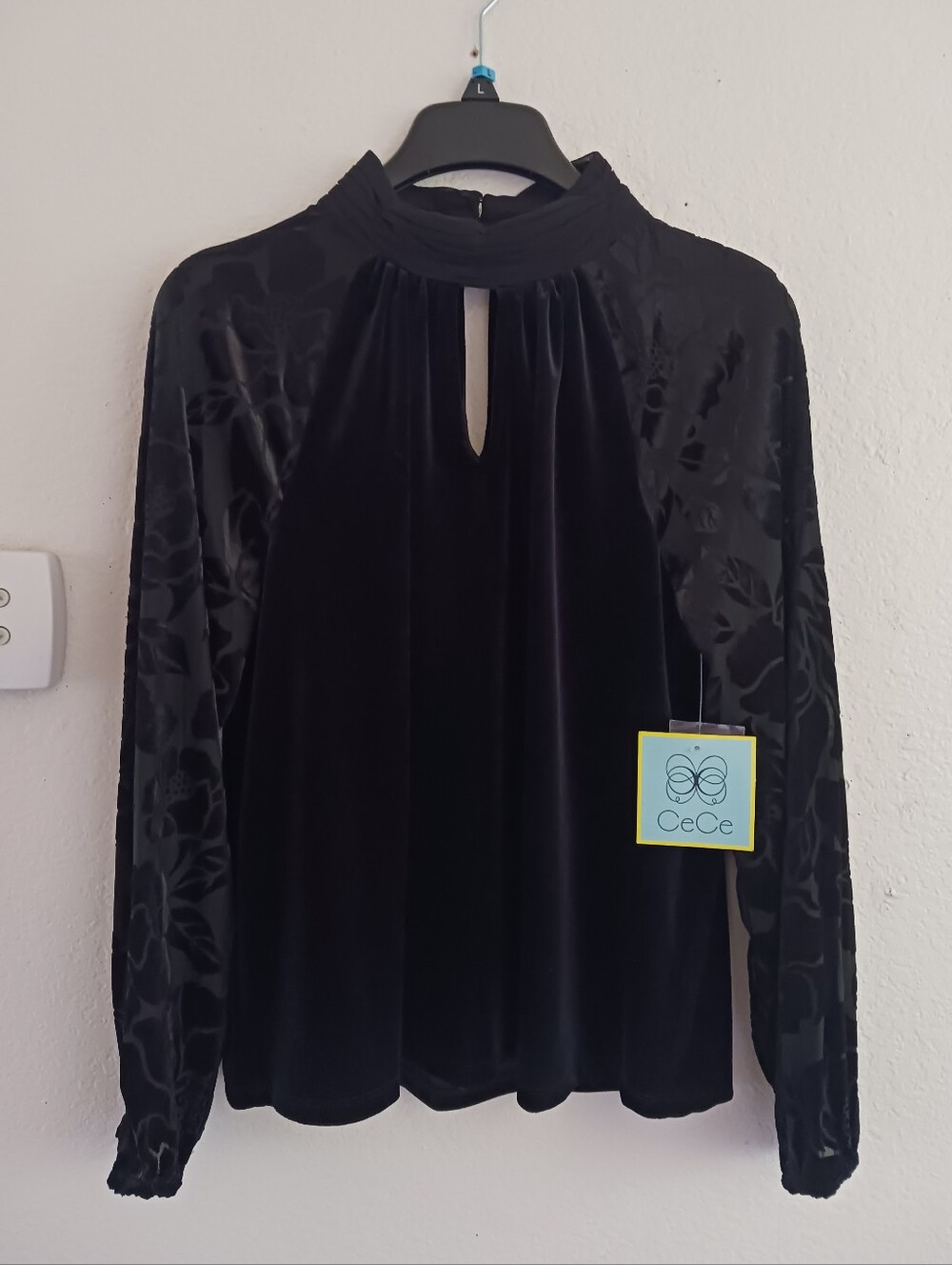CeCe Velvet Burnout Long Sleeve Top